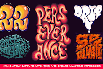 design creative psychedelic, funky, illustrative lettering