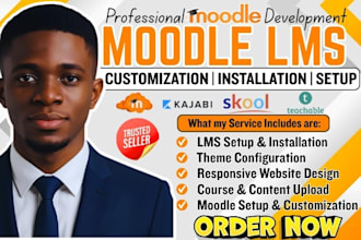 build, setup and customize moodle lms, skool elearning website, online courses