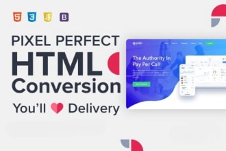 create reactive landing pages, figma to html css bootstrap