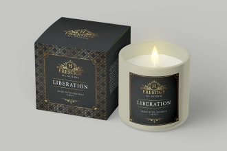 do luxury candle label design and product label with box packaging