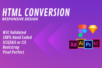 convert figma to html, psd to html, xd to html, sketch, CSS