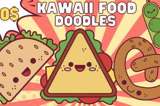 draw cute kawaii doodle food illustration