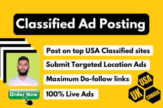 post classified ads on the high PR USA classified ad posting sites by manually