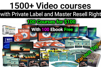 1500 video courses on different topics with private label right and resell right