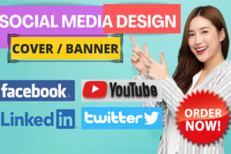 design youtube banner, twitter, linkedin header, facebook cover