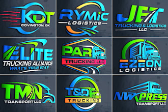 do professional transport trucking and logistics logo design