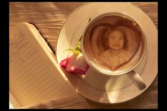 draw your face on the coffee surface