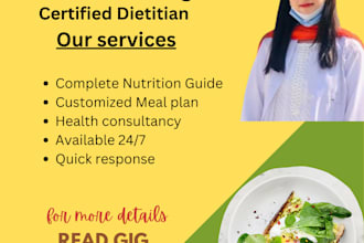 be your dietitian nutritionist and make meal plan or diet plan and food database