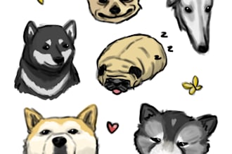 draw a cute digital pet portrait for you