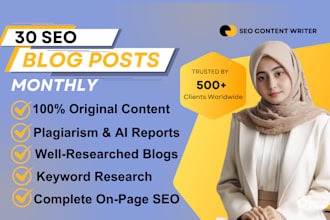 30 SEO blog posts monthly with high quality images