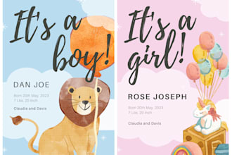design birth announcement for print, email or social media