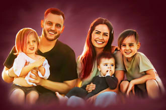 create digital oil smudge painting of your family photo
