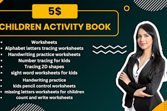 design children worksheets, activity book, coloring pages