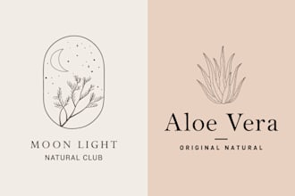 design elegant hand drawn botanical boho line art logo design