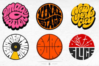 draw hand lettering typography logo design in circle or retro badge style
