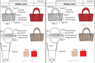 make a bag tech pack design for you