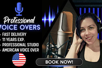 studio quality human female american voice over
