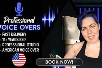studio quality human female american voice over