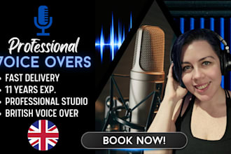 studio quality human female british voice over