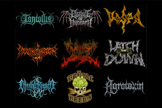 create a death metal, black, slamming, brutal death metal band logo