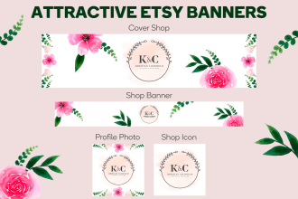 design attractive etsy banners, profile picture, shop icon