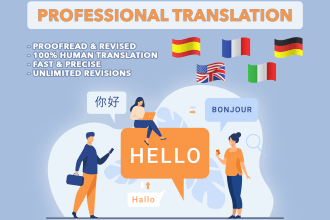 professionally translate in italian, spanish, english, french, german