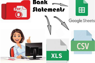 convert PDF bank statements to excel, CSV and google sheets