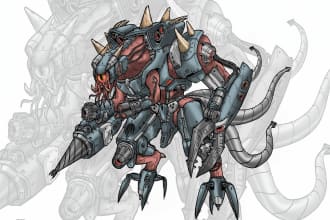 draw monster, creature, fantasy character, for game or comic