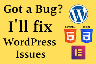 fix wordpress errors, issues, bug fixes,  elementor fix