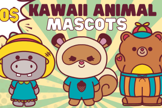draw cute animal mascot doodle