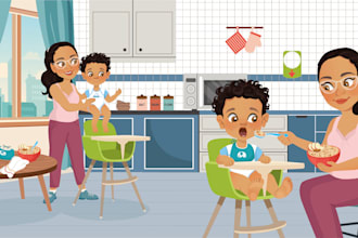 draw cute vector illustration for children story book