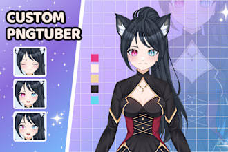 draw custom pngtuber avatar model for twitch and streams in vtuber anime style