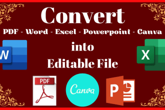 convert or reformat pdf, word, excel or canva design