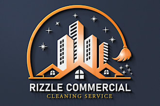 do modern commercial, clean house, minimalist cleaning service logo design