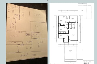draw 2d floor plan or any other architectural blueprints drawings in autocad