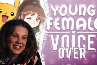 record a young female voice over for your project