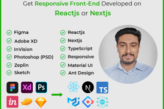 convert responsive zeplin to react, nextjs, typescript, figma, api integration