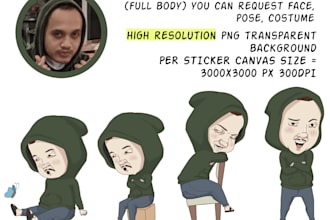 do cartoon sticker bundle from your photos