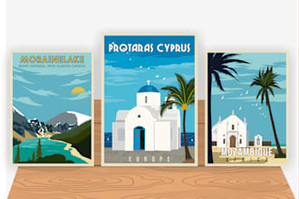 create modern vintage travel poster in a minimalist style