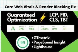 fix core web vitals lcp fcp, render blocking for shopify, clickfunnels webflow