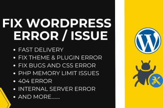 fix wordpress issue , wordpress bug  and wordpress error in 1 hour