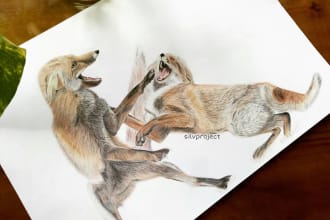 draw realistic animal, bird, or any pets in colored pencils