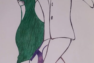do sketching, painting, and drawing for wall decoration