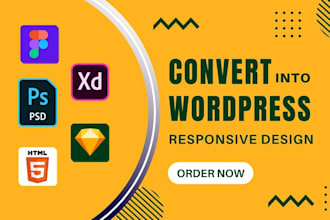 convert figma, sketch, xd, psd, to wordpress website