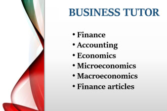 tutor in corporate, business, and personal finance, excel
