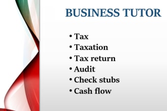 tutor in balance sheet, cash flow, check stubs, taxation