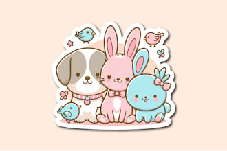 draw cute kawaii animal pet doodle cartoon illustration art sticker icon mascot