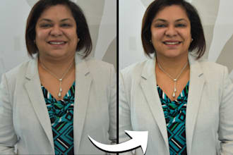 do photo editing and retouching, remove double chin, face and body slimming