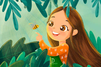 draw children story book illustrations for you