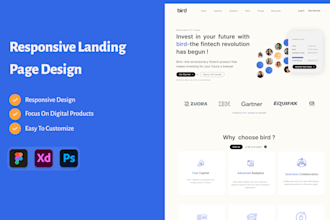 create responsive landing page design for digital products